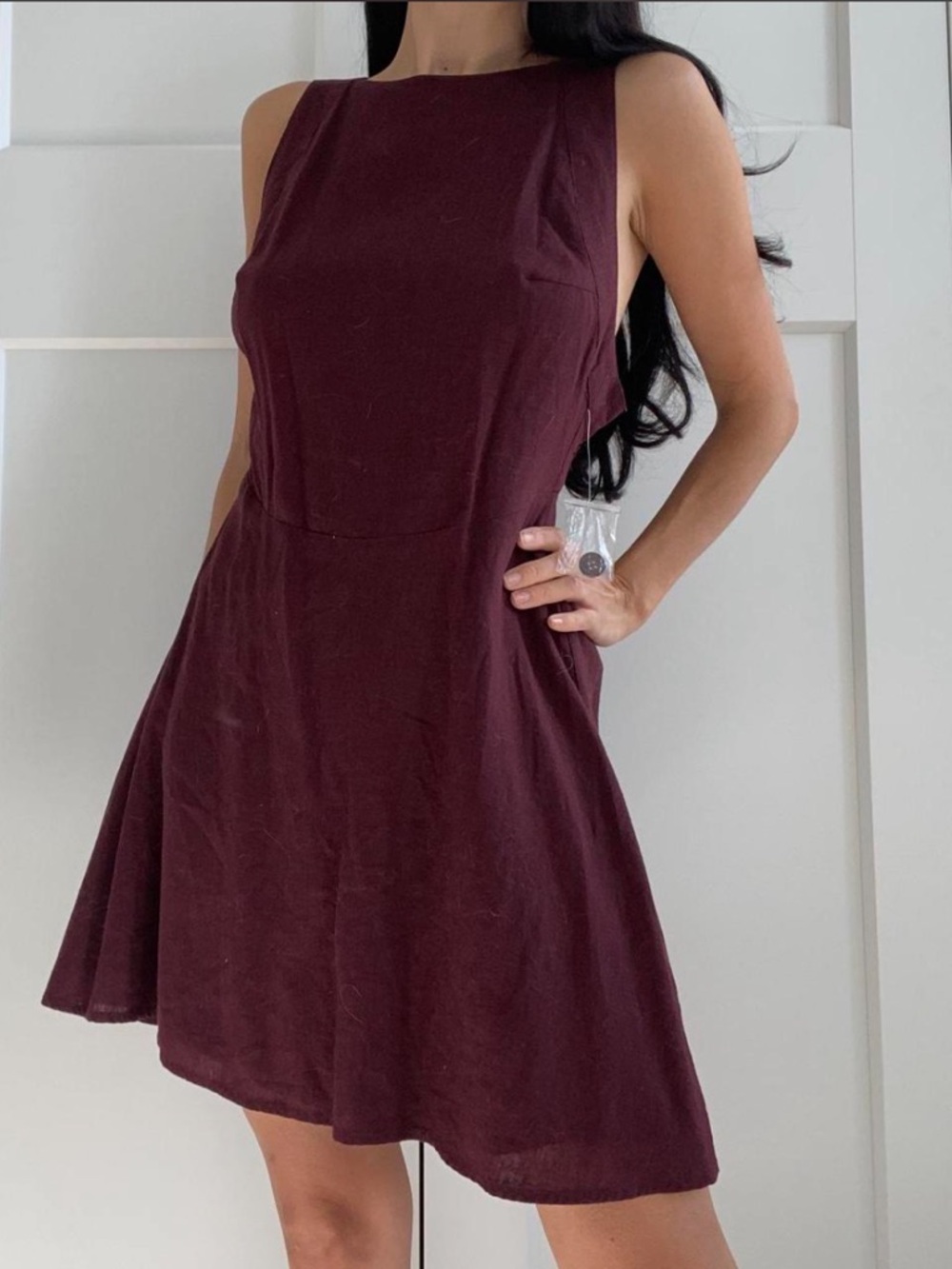 Urban Outfitters Sleeveless A-Line Dress in Wine